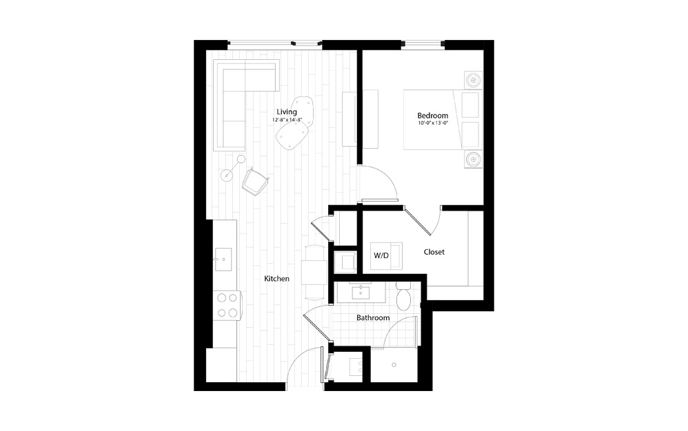 A11.1 - 1 bedroom floorplan layout with 1 bath and 663 square feet.